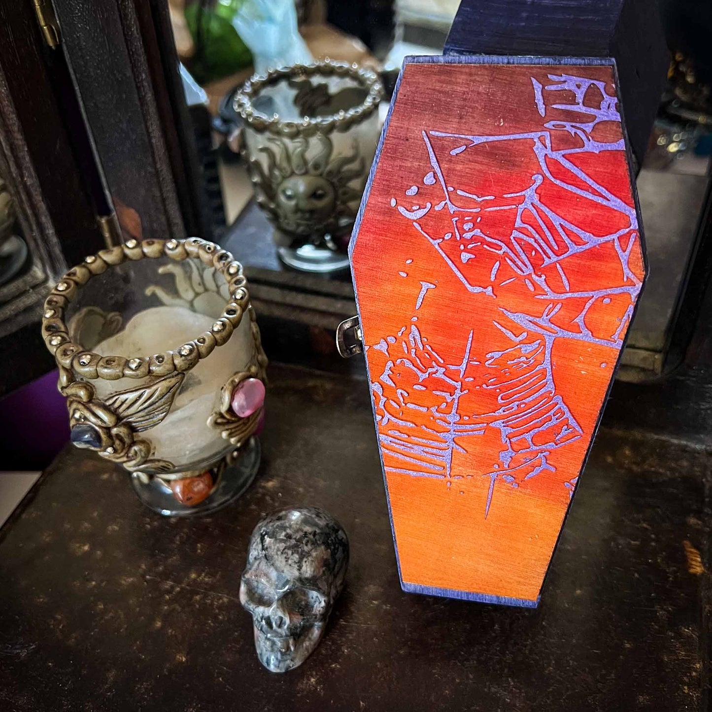 Halloween decor; coffin box; Melasdesign Handmade; Thomas WV