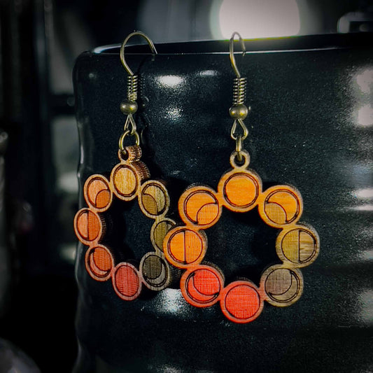 Moon Cycle Earrings Fall Colors; moon phase; earrings; jewelry; fall colors; affordable; Melasdesign Handmade; pagan; witchy; jewelry