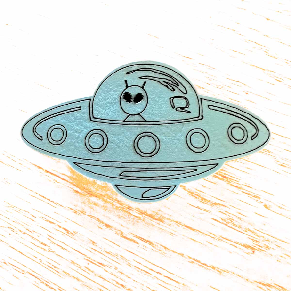 Alien UFO Barrette Sci-fi Leatherette Hair Clip