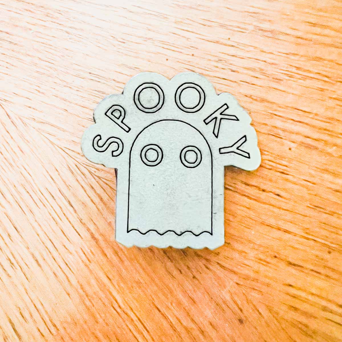 Spooky Ghost Pin Cute Paranormal; Melasdesign Handmade Darkness; pinback button; spooky pin; ghost pin; Halloween pin; gothic pin; fashion accessory