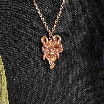 Krampus Pendant Handmade Sculpted Copper v2