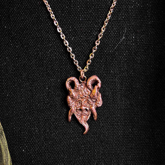 Krampus Pendant Handmade Sculpted Copper; Cryptid Collection; Christmas Cryptid; Krampusnacht; Krampus jewelry; alternative Christmas Jewelry; Melasdesign Handmade; one of a kind; Thomas WV; copper; necklace