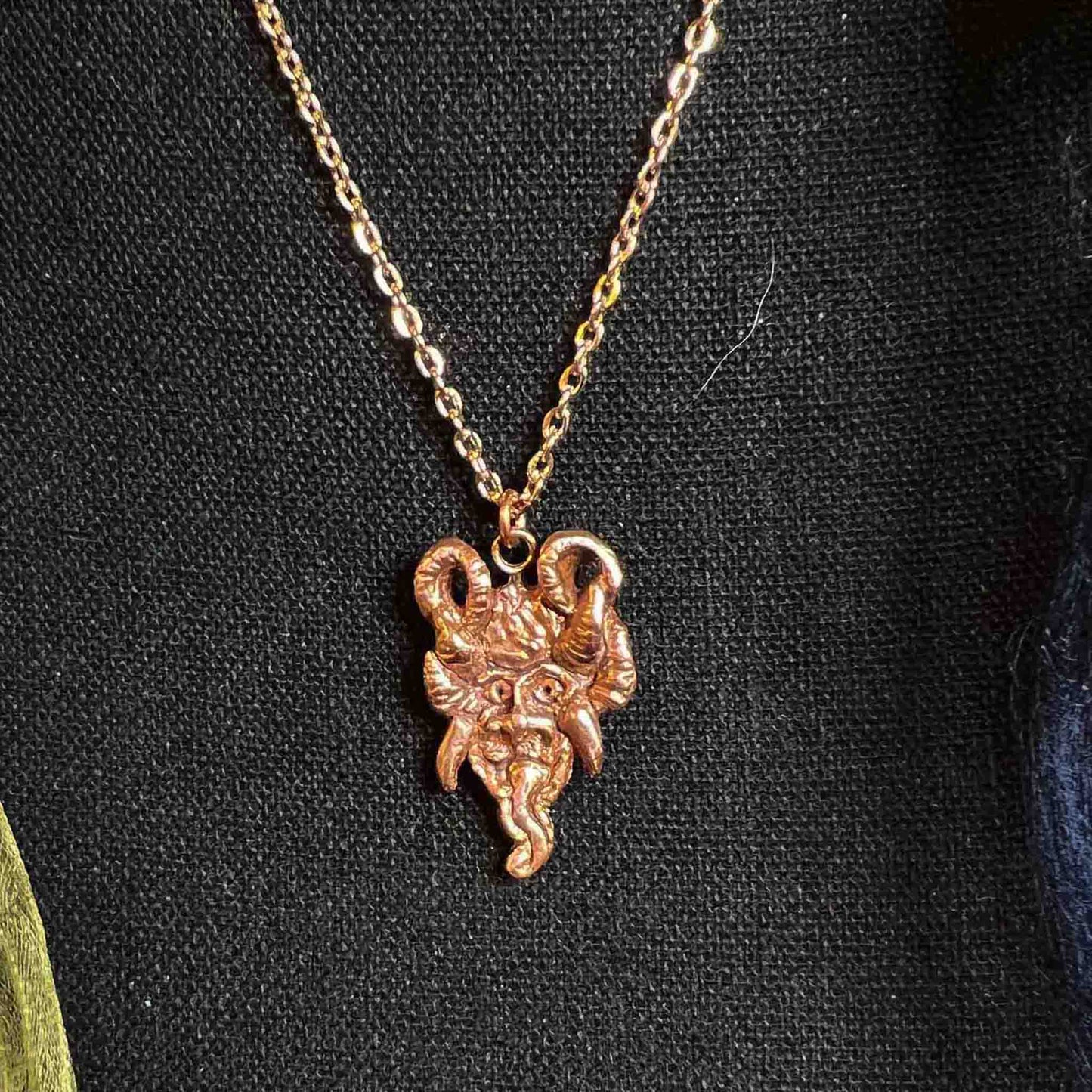 Krampus pendant; necklace; copper; handmade; Krampusnacht; alternative; Christmas; holiday jewelry; gift idea; cryptids; German; Austrian; legend; monster