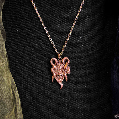 Krampus Pendant Handmade Sculpted Copper