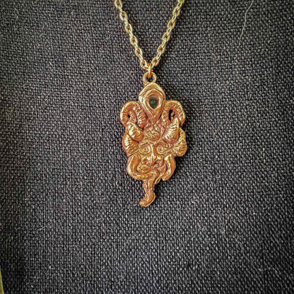 Krampus pendant; trillion olivine; copper; handmade; one of a kind; Melasdesign Handmade
