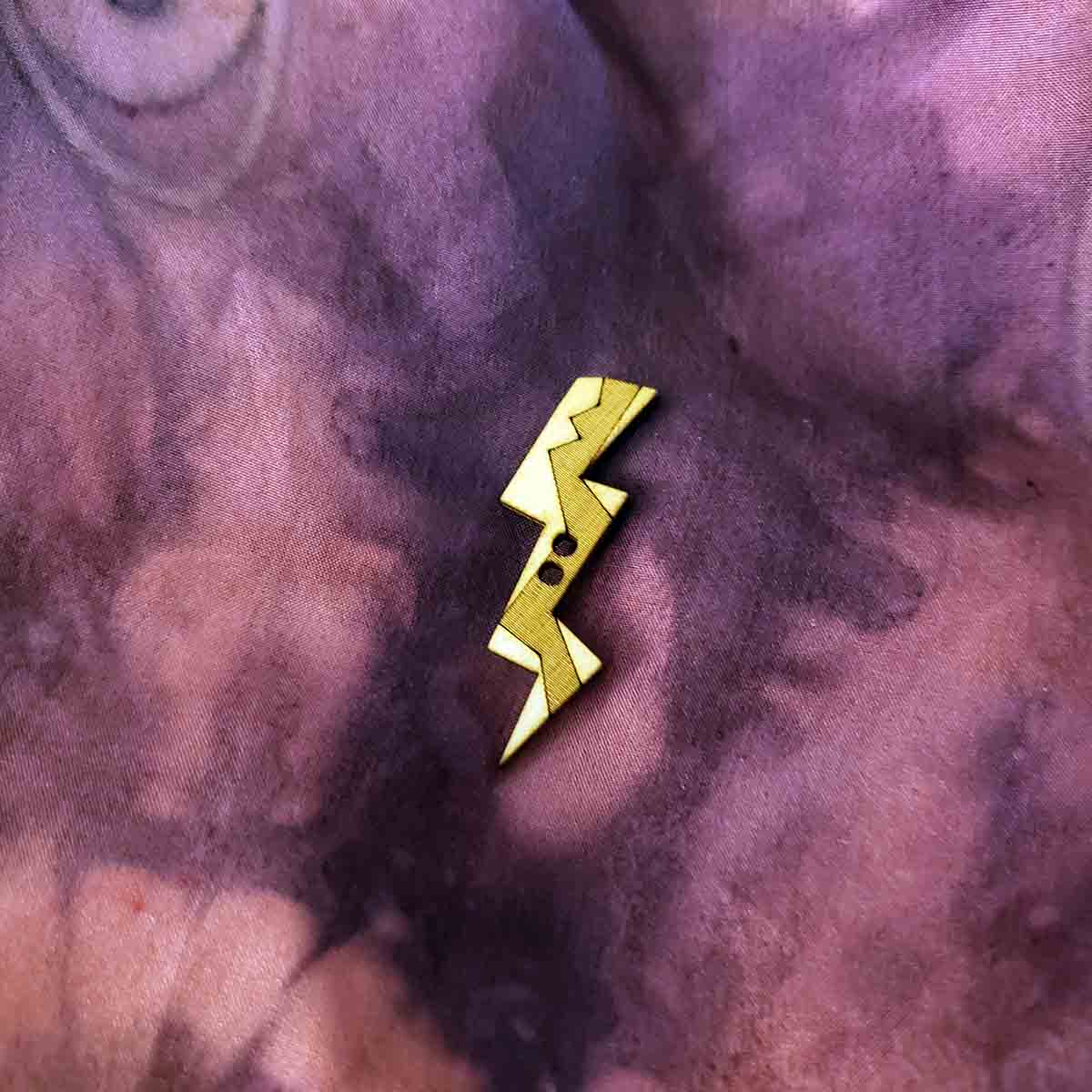 Lightning Bolt Buttons; for Sewing DIY Projects; sewing notions; wood; two-tone; novelty buttons; Melasdesign; made in USA