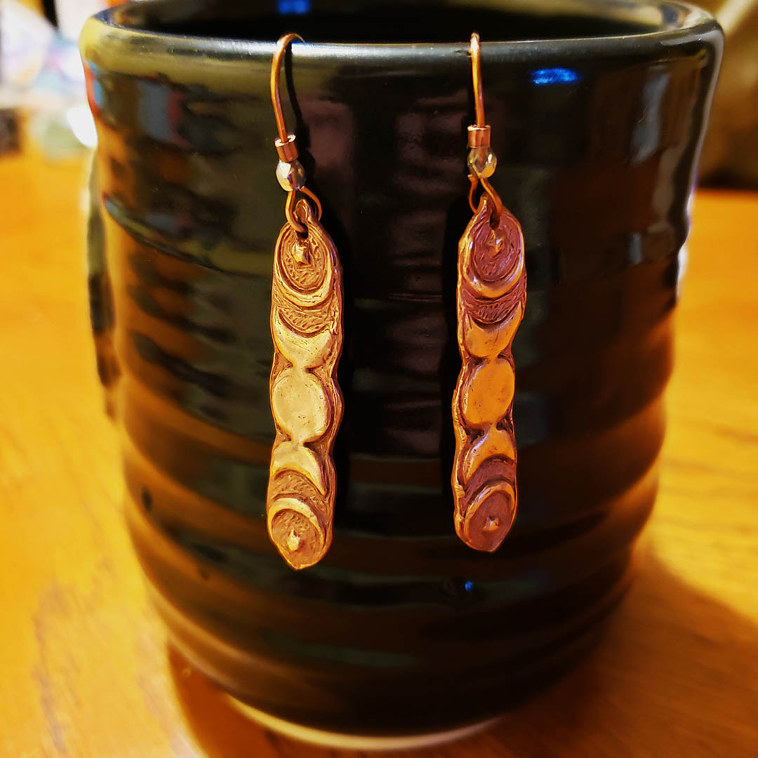 Moon Phase Earrings; copper; dangle; Melasdesign Handmade Shop; west virginia; jewelry; handmade