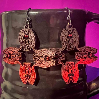 cryptid earrings; cryptid jewelry; west virginia cryptids; mothman; point pleasant