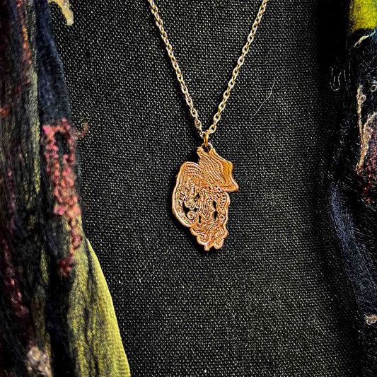 Snallygaster Pendant Copper Cryptid; snallygaster jewelry; cryptid core; cryptid collection; gift idea; Melasdesign handmade; Thomas WV; one of a kind; copper; pendant; monster; folklore; legend