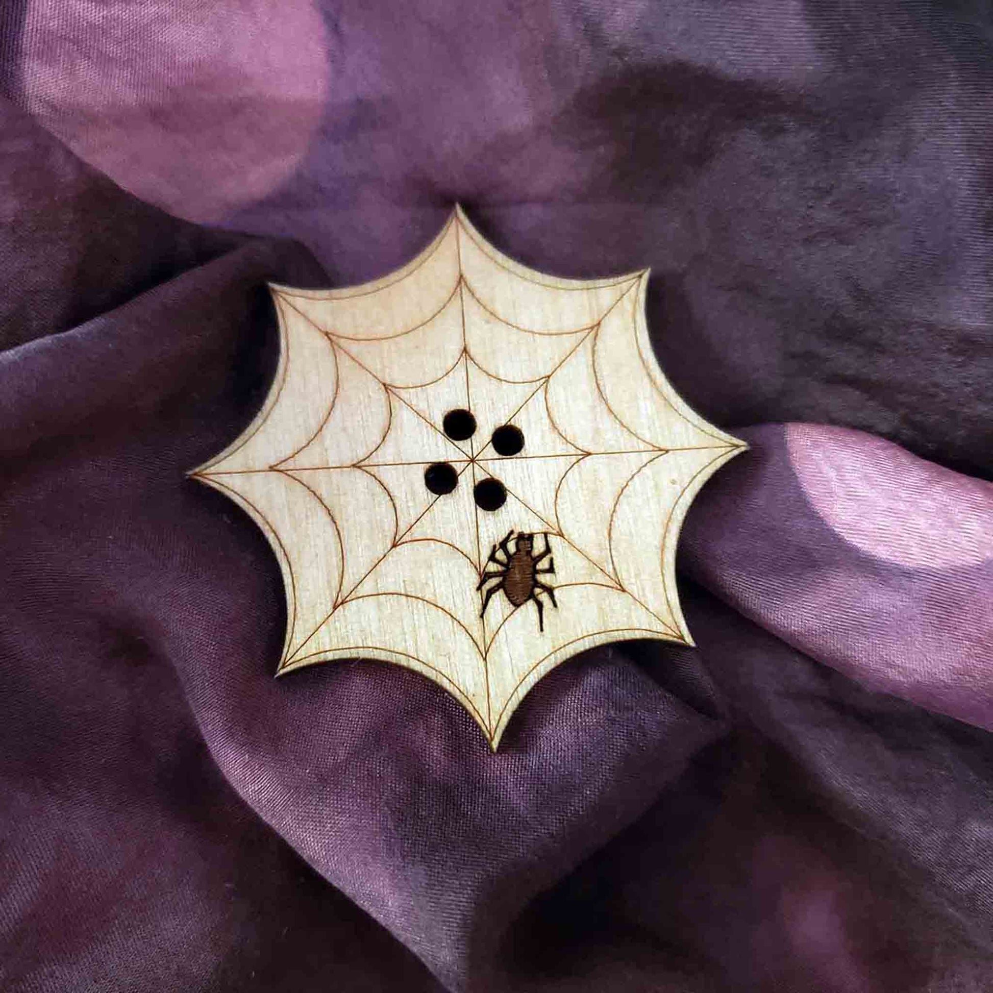 large spiderweb spider buttons; 2" buttons; Halloween; made in USA; Melasdesign Handmade Darkness; goth; notions