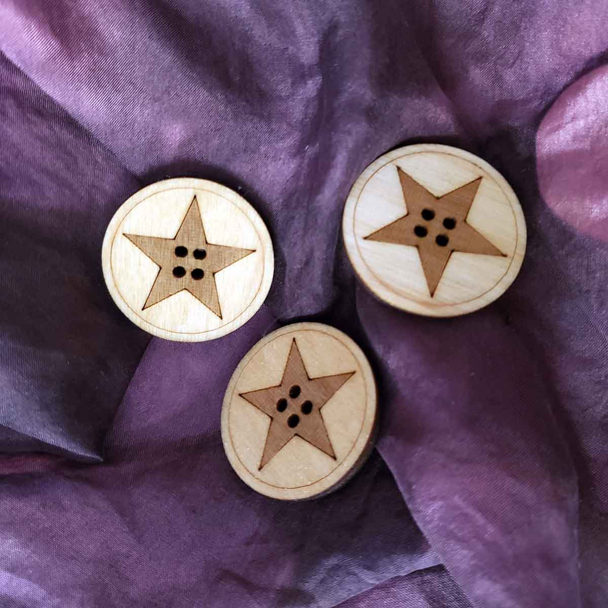 round star buttons; made in usa; wood; diy; sewing; Melasdesign