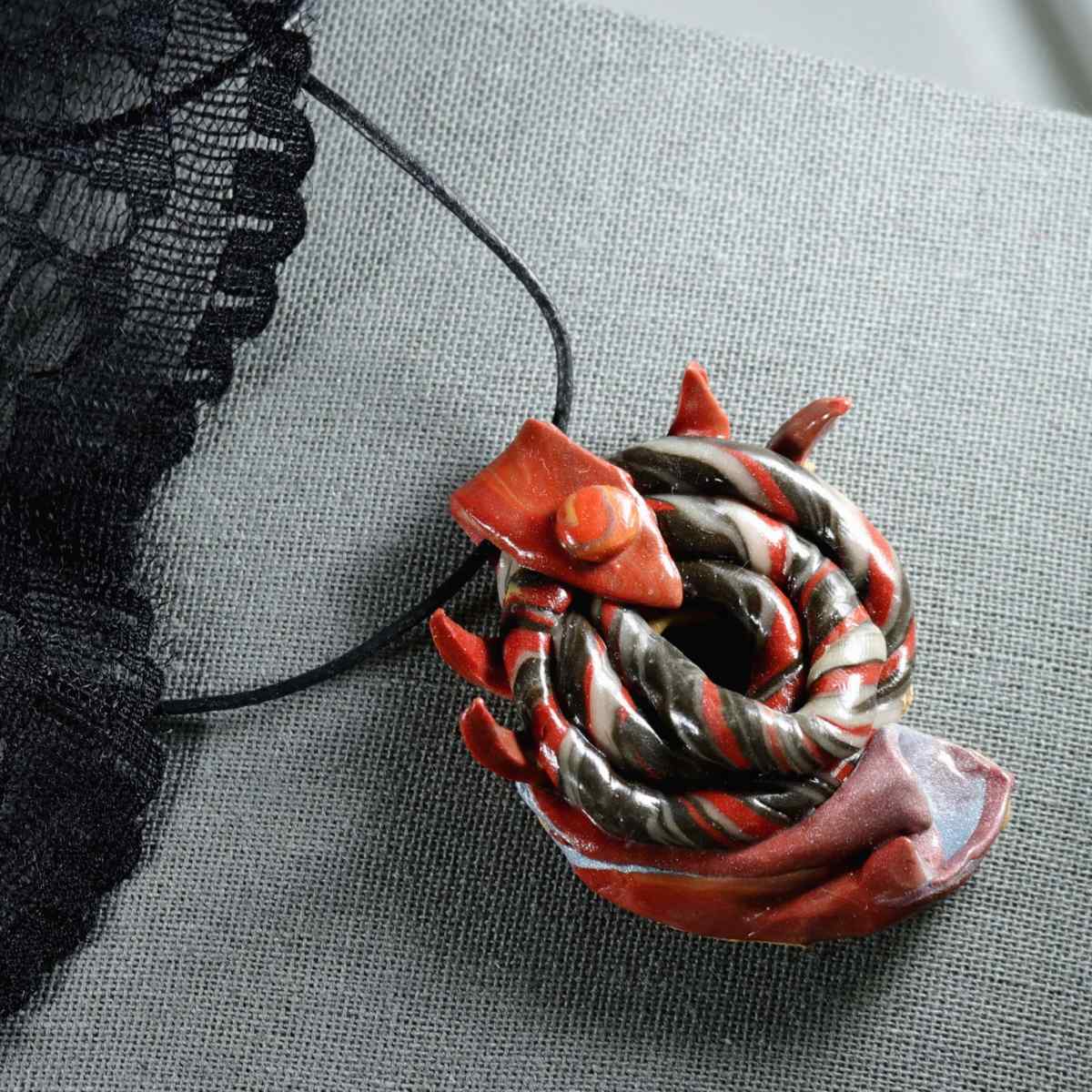 A Tad Bizarre Twisted Spiked Monster Pendant; dark necklace; fantasy jewelry;