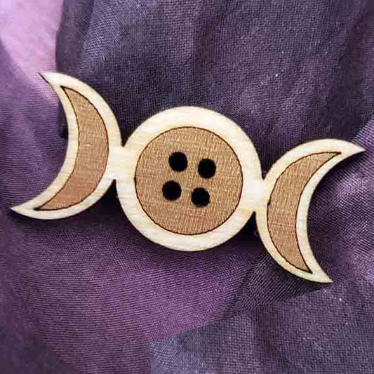 Triple Moon Phase Button Sew on DIY; wood buttons; witchy; Melasdesign Handmade Darkness; pagan; goddess symbol; wiccan; made in usa